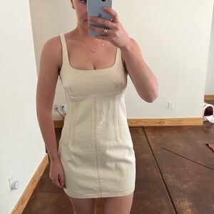 Denim Cream Mini Dress
